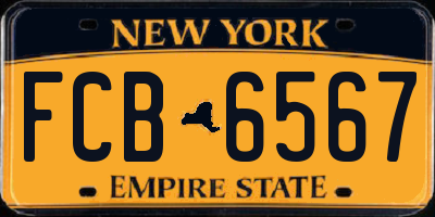 NY license plate FCB6567