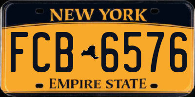 NY license plate FCB6576