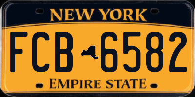 NY license plate FCB6582