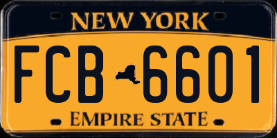 NY license plate FCB6601