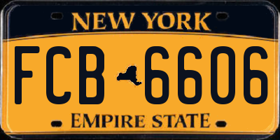 NY license plate FCB6606
