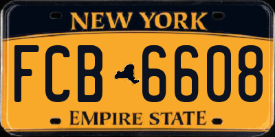 NY license plate FCB6608