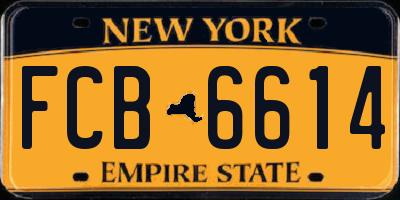 NY license plate FCB6614