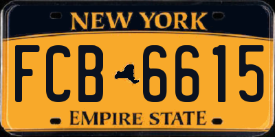 NY license plate FCB6615