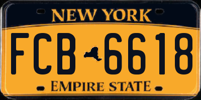 NY license plate FCB6618