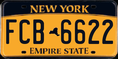 NY license plate FCB6622