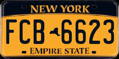 NY license plate FCB6623