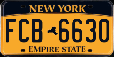NY license plate FCB6630