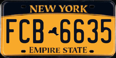 NY license plate FCB6635