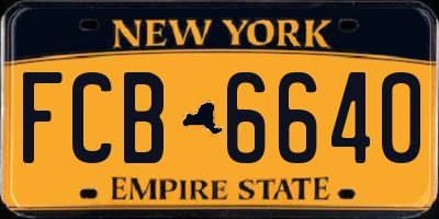 NY license plate FCB6640