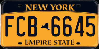 NY license plate FCB6645