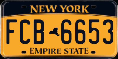 NY license plate FCB6653