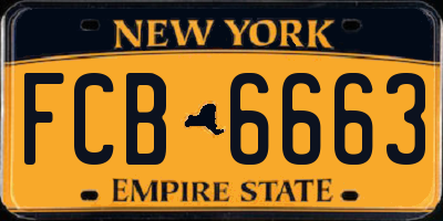 NY license plate FCB6663
