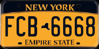 NY license plate FCB6668