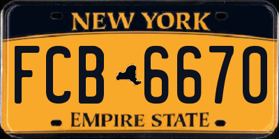 NY license plate FCB6670