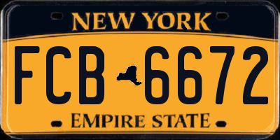 NY license plate FCB6672