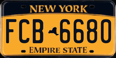 NY license plate FCB6680