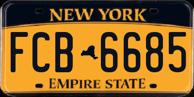NY license plate FCB6685
