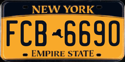 NY license plate FCB6690