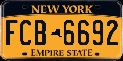 NY license plate FCB6692