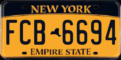NY license plate FCB6694