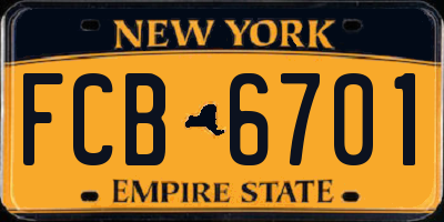NY license plate FCB6701