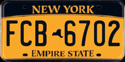 NY license plate FCB6702