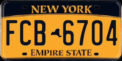 NY license plate FCB6704