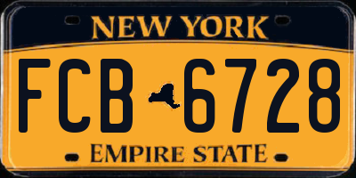 NY license plate FCB6728