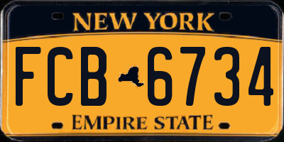 NY license plate FCB6734