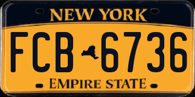 NY license plate FCB6736