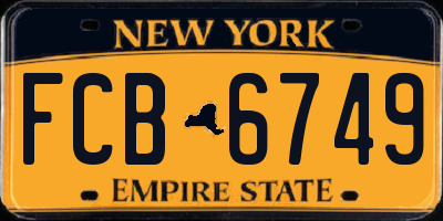 NY license plate FCB6749