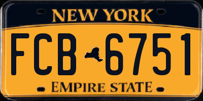 NY license plate FCB6751