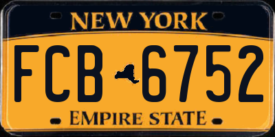 NY license plate FCB6752