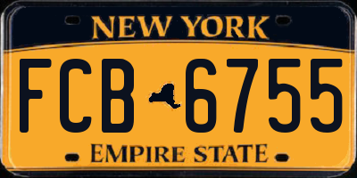 NY license plate FCB6755