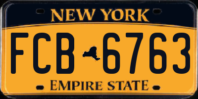 NY license plate FCB6763