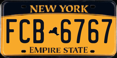 NY license plate FCB6767