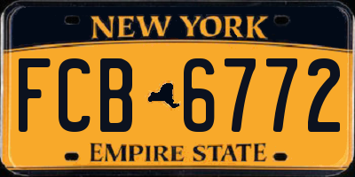NY license plate FCB6772