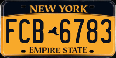 NY license plate FCB6783