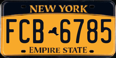 NY license plate FCB6785