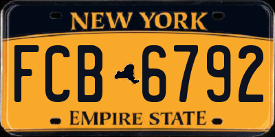 NY license plate FCB6792