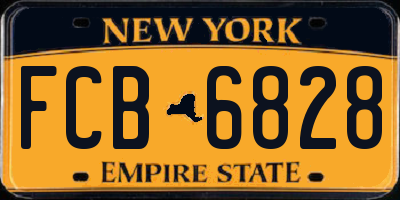 NY license plate FCB6828