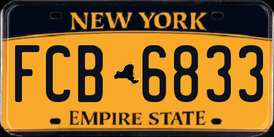 NY license plate FCB6833