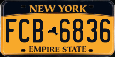 NY license plate FCB6836