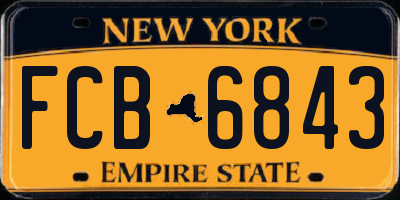 NY license plate FCB6843