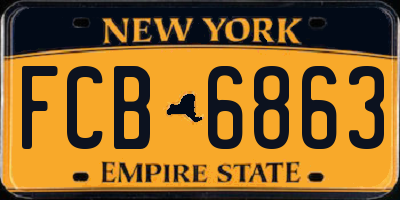 NY license plate FCB6863
