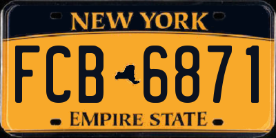 NY license plate FCB6871