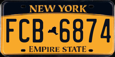 NY license plate FCB6874