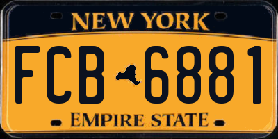 NY license plate FCB6881