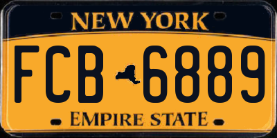 NY license plate FCB6889